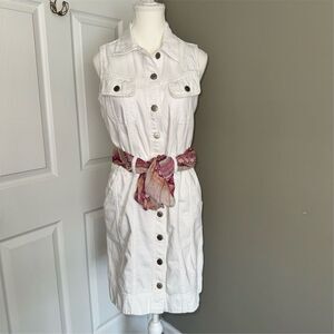 Ralph Lauren White Midi Dress with Pink Belt